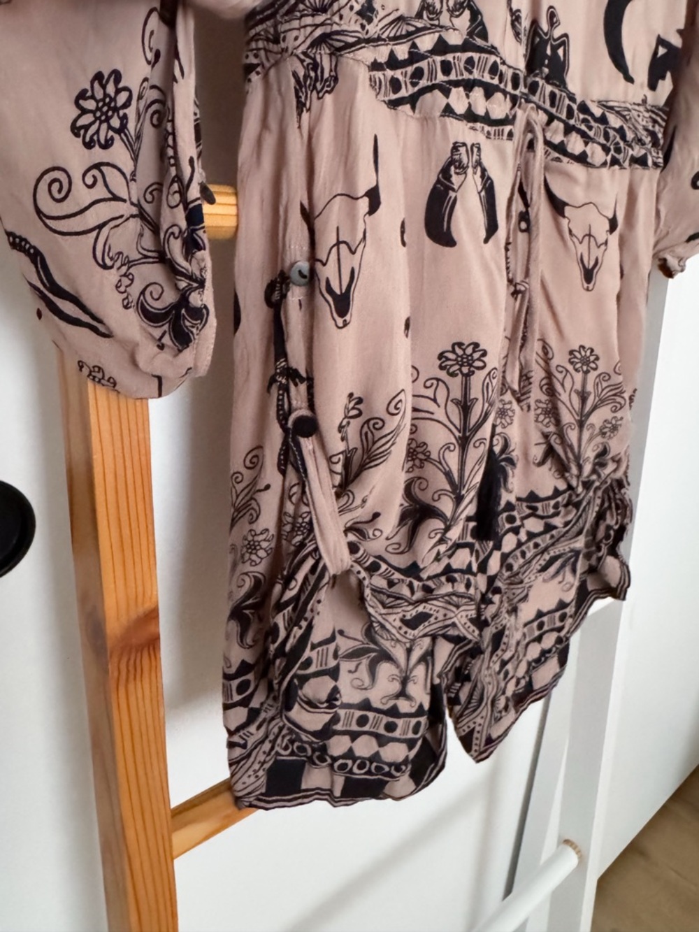 Spell & The Gypsy Tribal Romper Thunderbird Tassel Boho Taupe Brown - Picture 6 of 14